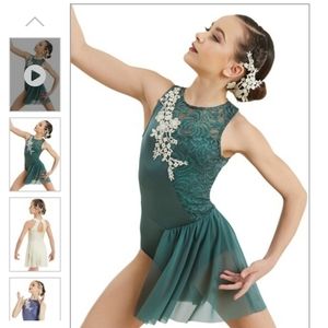 Green lyrical dance costume leotard size 6/7 IC